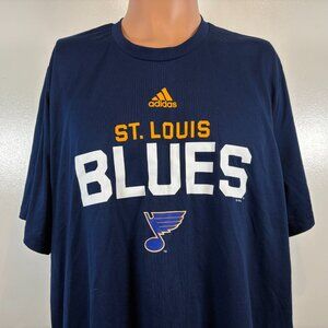 Adidas St Louis Blues T Shirt Mens 2XL Blue NHL Hockey Aero Ready Performance